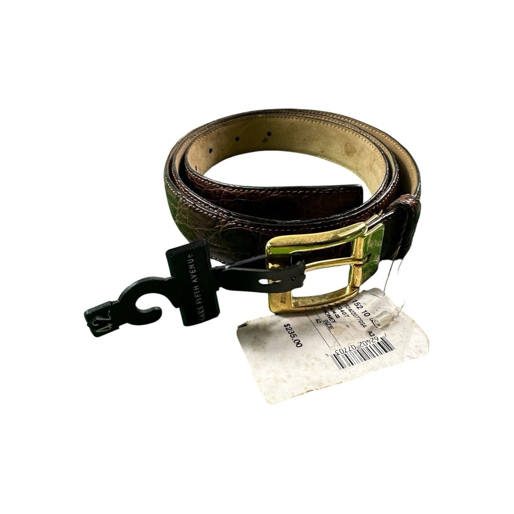 Saks Fifth Ave Brown Genuine Crocodile Mens Belt Size 42 New Other
